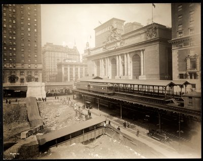 Opgravingssite op 42nd Street en Park Avenue, New York, c.1920 door Byron Company